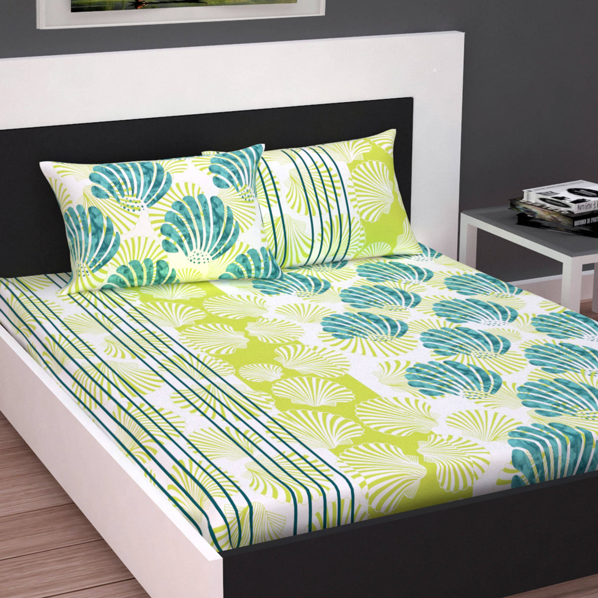 DIVINE CASA Cotton Double Bedsheet ( Yellow )