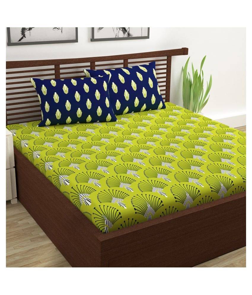 DIVINE CASA Cotton Double Bedsheet ( Green ) DIVINE CASA Cotton Double Bedsheet ( Green )