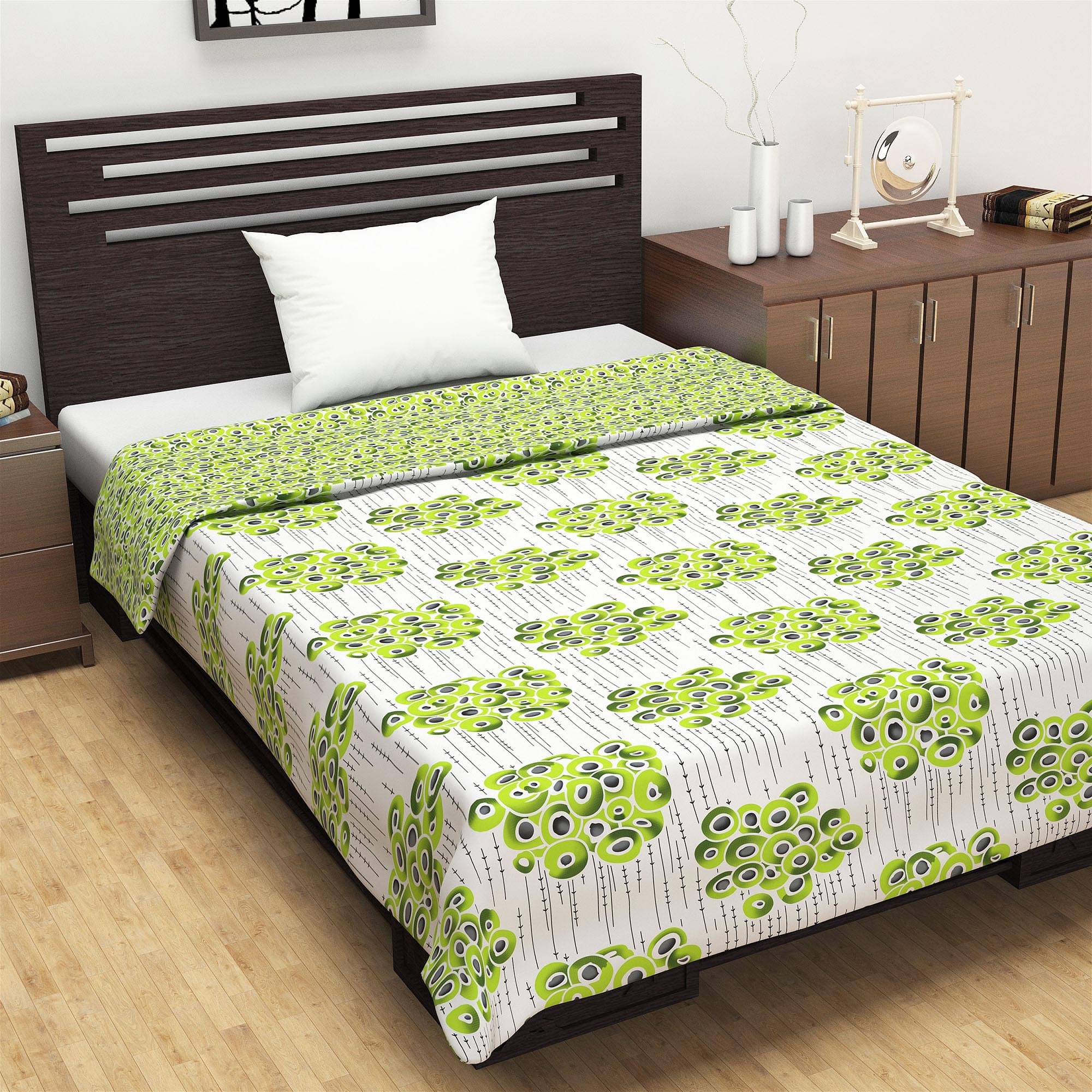     			DIVINE CASA Single Polyester Green Floral Dohar