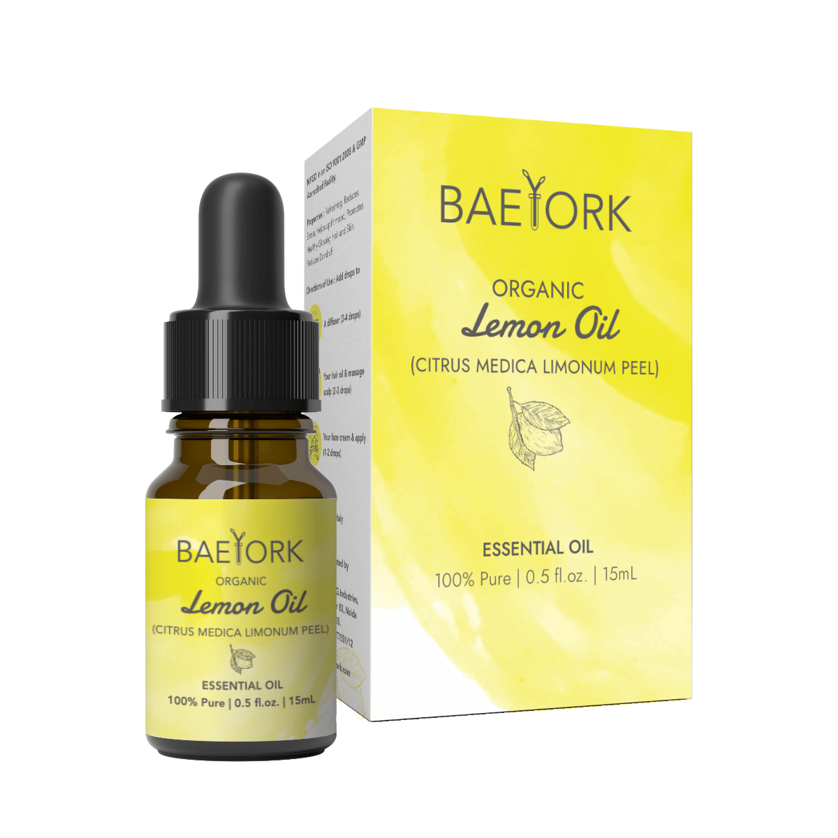 Baeyork Organic Italian Lemon Essential Oil 15 mL Baeyork Organic Italian Lemon Essential Oil 15 mL