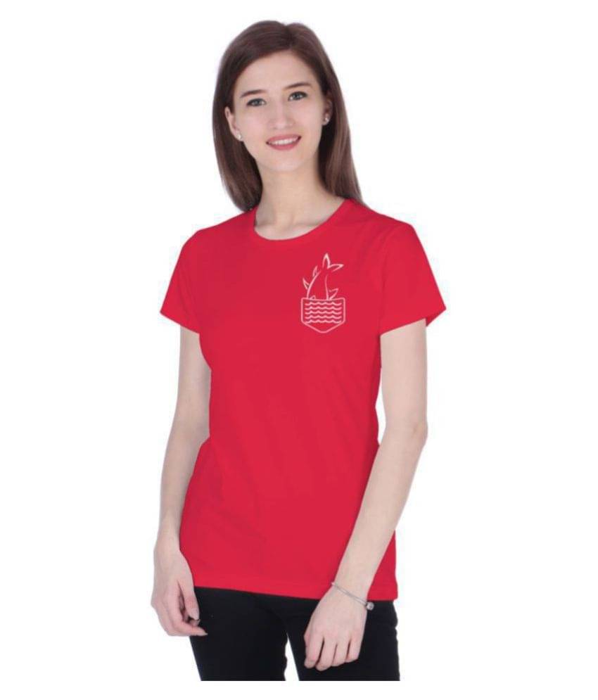 Neo Garments Women Cotton Printed Regular Fit Round Neck T-Shirt ( Red ) Neo Garments Women Cotton Printed Regular Fit Round Neck T-Shirt ( Red )