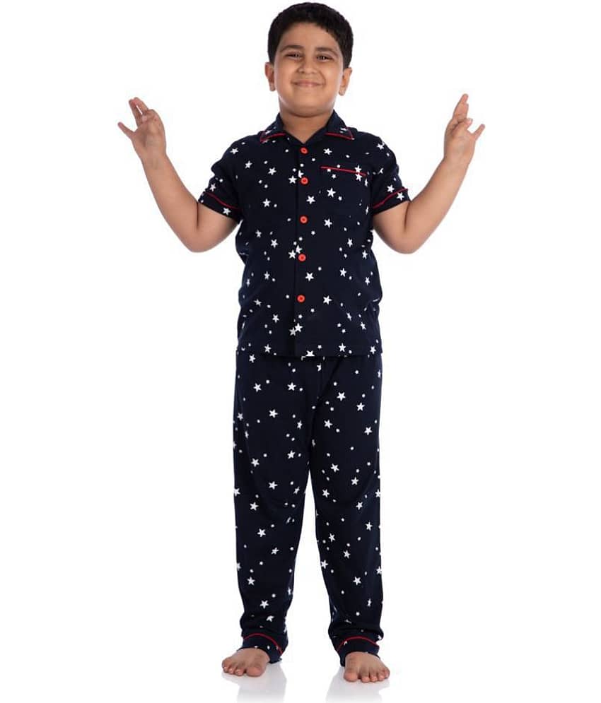 Nite Flite Pack of 1 Boys 100% Cotton Nightsuit Set ( Navy Blue ) - Nightwear & Loungewear | Buy online on ZillyBuy