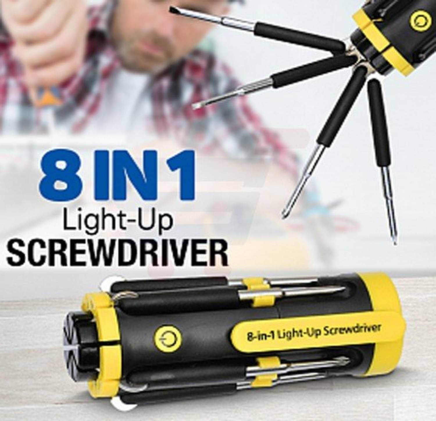     			SRISH 8 in 1 Multi-Function Screwdriver Kit with LED Portable Torch (Multicolour 8 Pcs Screwdriver Set