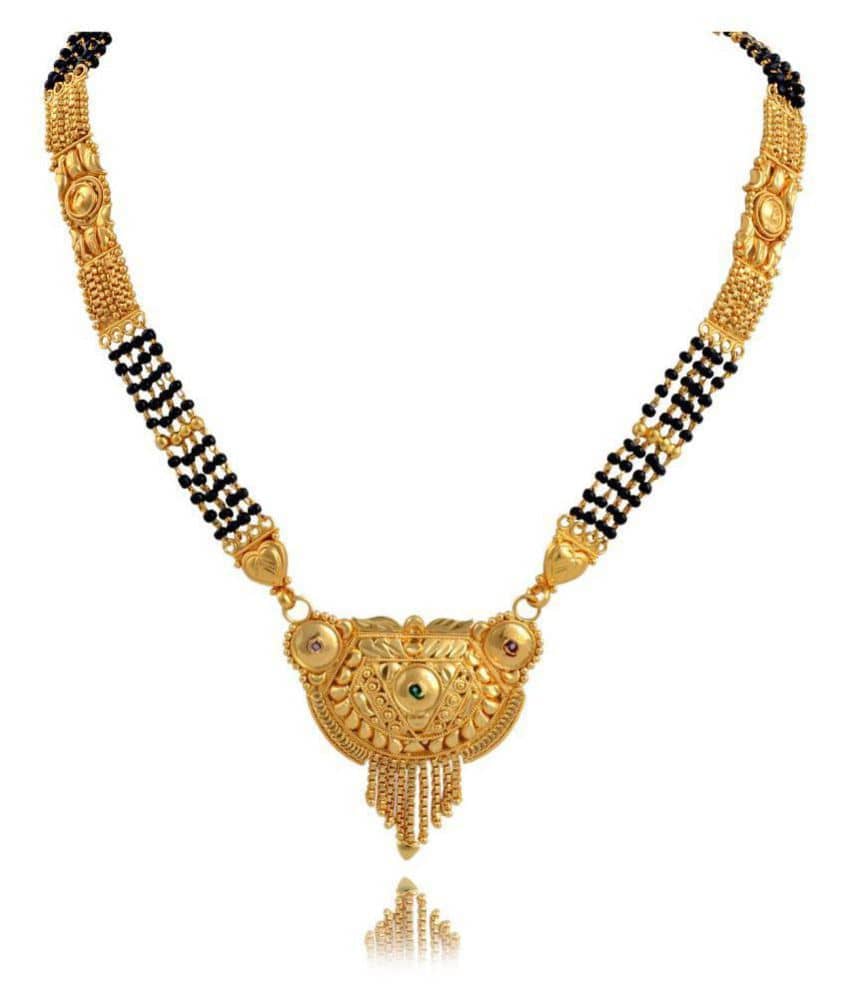 Shankhraj Mall latest design Gold Plated Black Bead Chain Mangalsutra For Women-10045