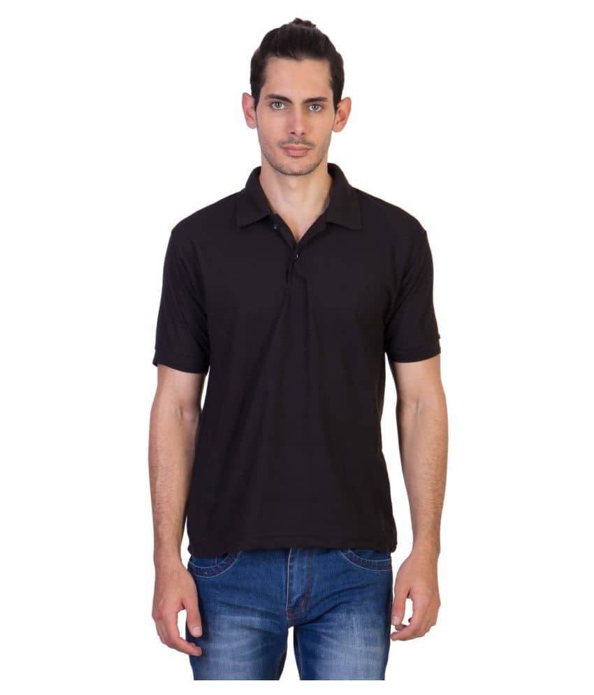 HVN Pack of 1 Cotton Blend Regular Fit Plain Men's Polo T Shirt ( Black )