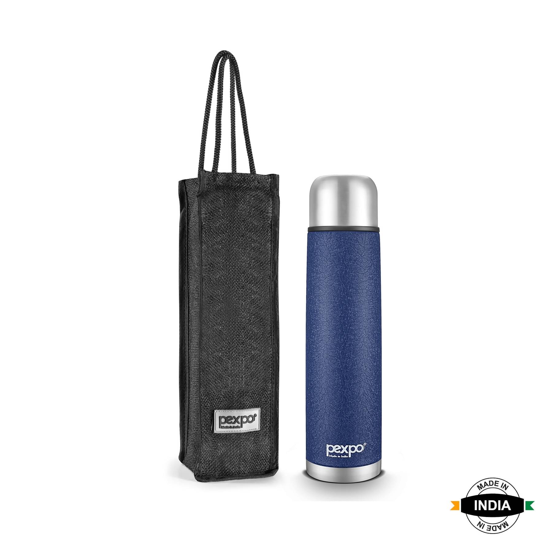 Pexpo 1000ml 24 Hrs Hot and Cold Flask with Jute-bag, Flamingo Vacuum insulated Bottle (Pack of 1, Blue) Pexpo 1000ml 24 Hrs Hot and Cold Flask with Jute-bag, Flamingo Vacuum insulated Bottle (Pack of 1, Blue)
