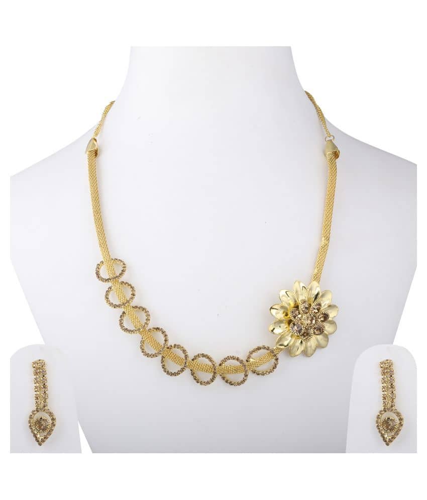 Silver Shine Alloy Golden Traditional Necklaces Set Contemporary