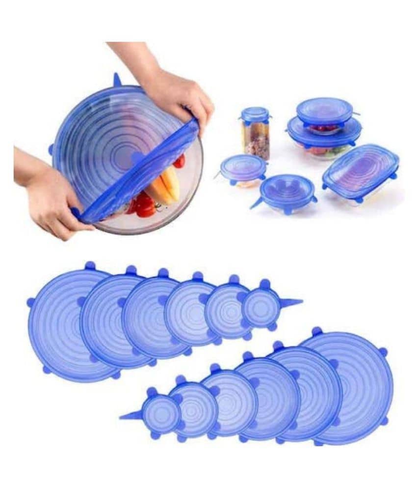 SkyBox Gatih Reusable Silicone Stretch Lids, Durable Food Storage Covers for Bowls, Fit Different Sizes & Shapes of Container, Dishwasher & Freezer Safe (Pack of 6).