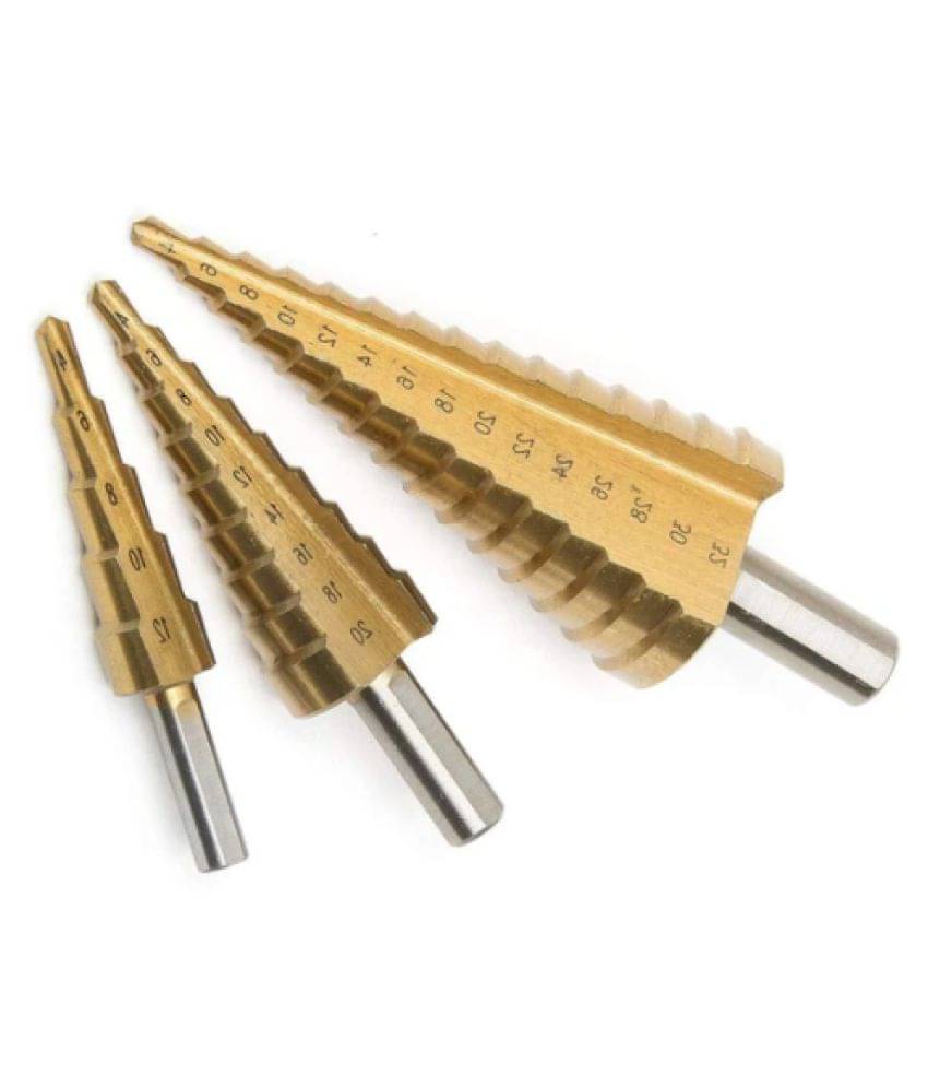     			SHB 3X Large HSS Steel Step Cone Drill Bit Set Hole Cutter (4-32, 4-20, 4-12mm)