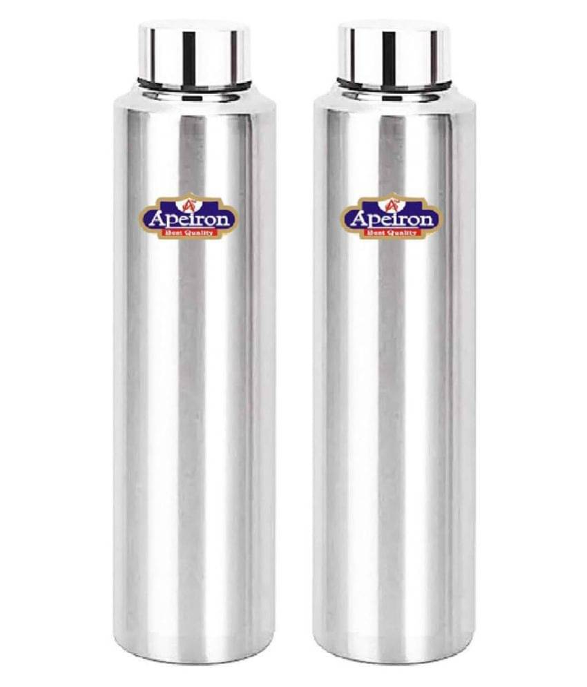 APEIRON Matt Fridge Bottle pk 2 Silver 1000 mL Stainless Steel Fridge Bottle set of 2 APEIRON Matt Fridge Bottle pk 2 Silver 1000 mL Stainless Steel Fridge Bottle set of 2