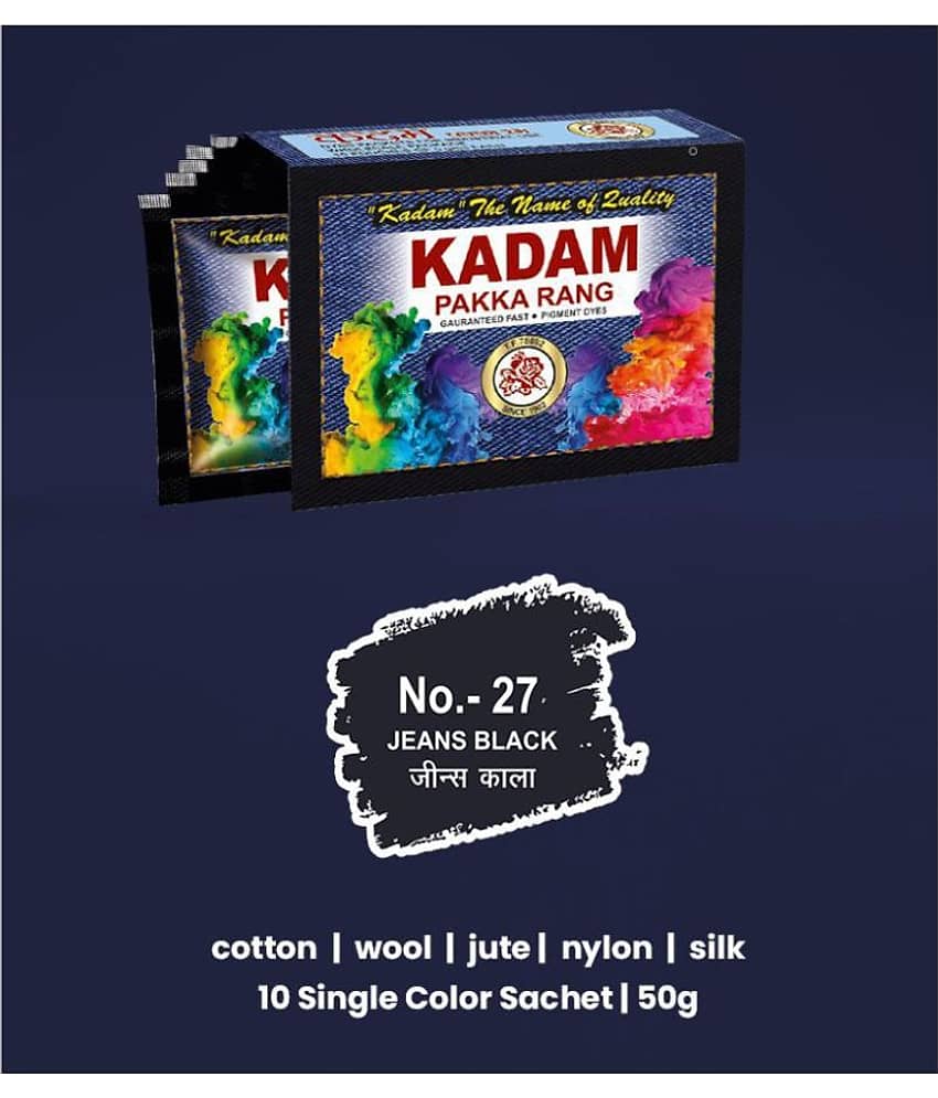 KADAM Fabric Dye Colour, Shade 27 Jeans Black, Pack of 10 Single Color Pouches - Stationery | Buy online on ZillyBuy