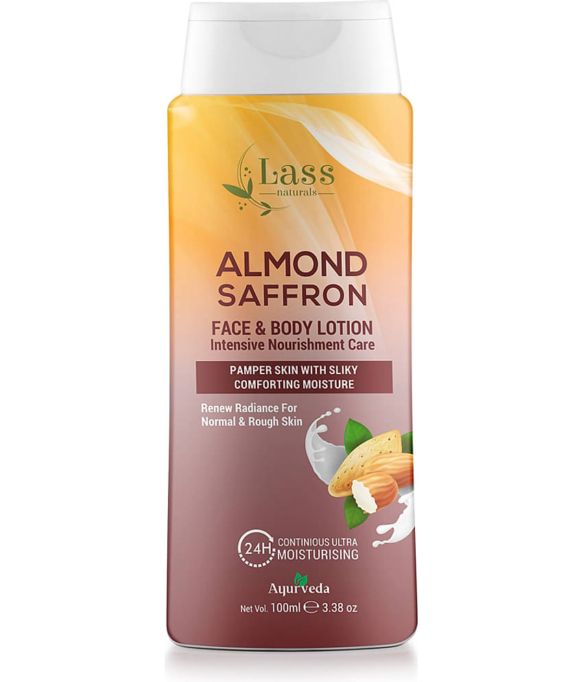 Lass Naturals Almond Saffron Non-Greasy Quick Absorbing Lotion Body Lotion ( 100 mL )