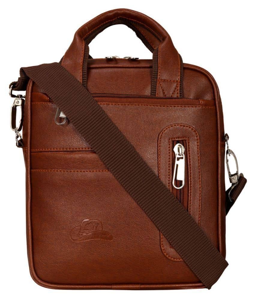 Leather World Messenger Bag Tan Leather Casual Messenger Bag - Handbags | Buy online on ZillyBuy