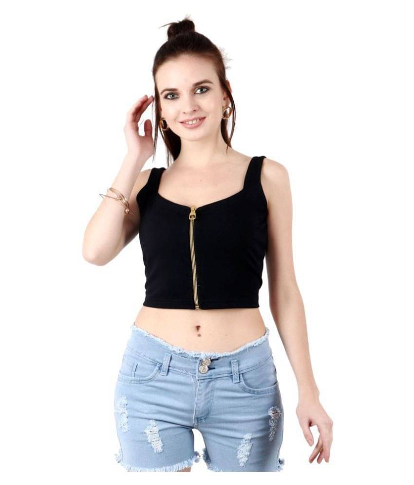     			POPWINGS Women's Polyester Crop Top ( Black )