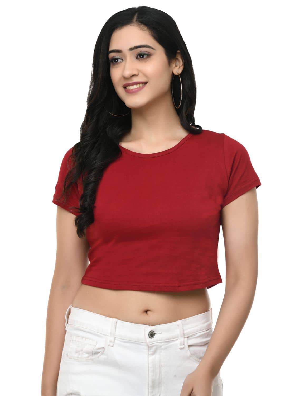 SAAKAA Women's Viscose Crop Top ( Maroon )