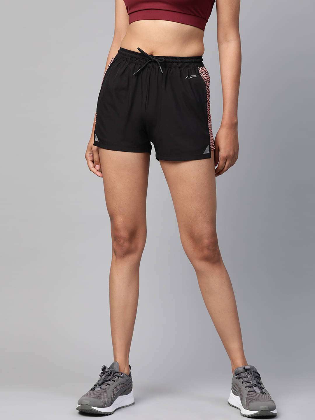     			Alcis Black Polyester Solid Shorts