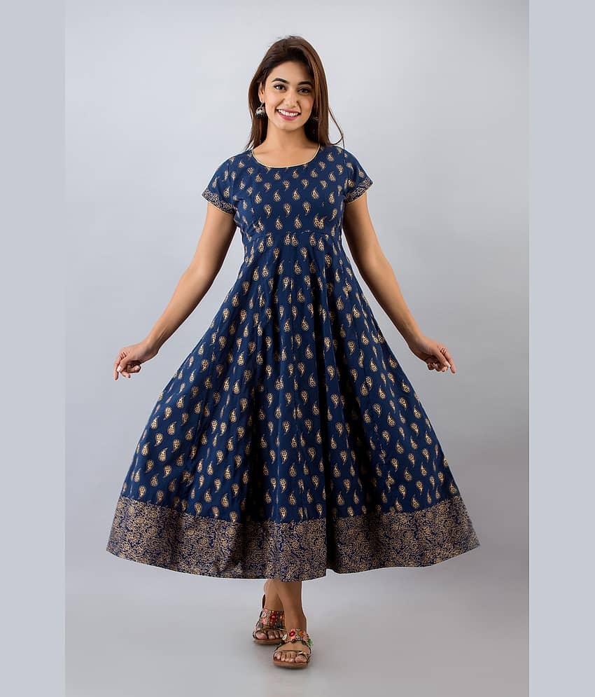 FabbibaPrints - Blue Cotton Women's Flared Kurti ( Pack of 1 ) - Kurtis, Tunics | Buy online on ZillyBuy