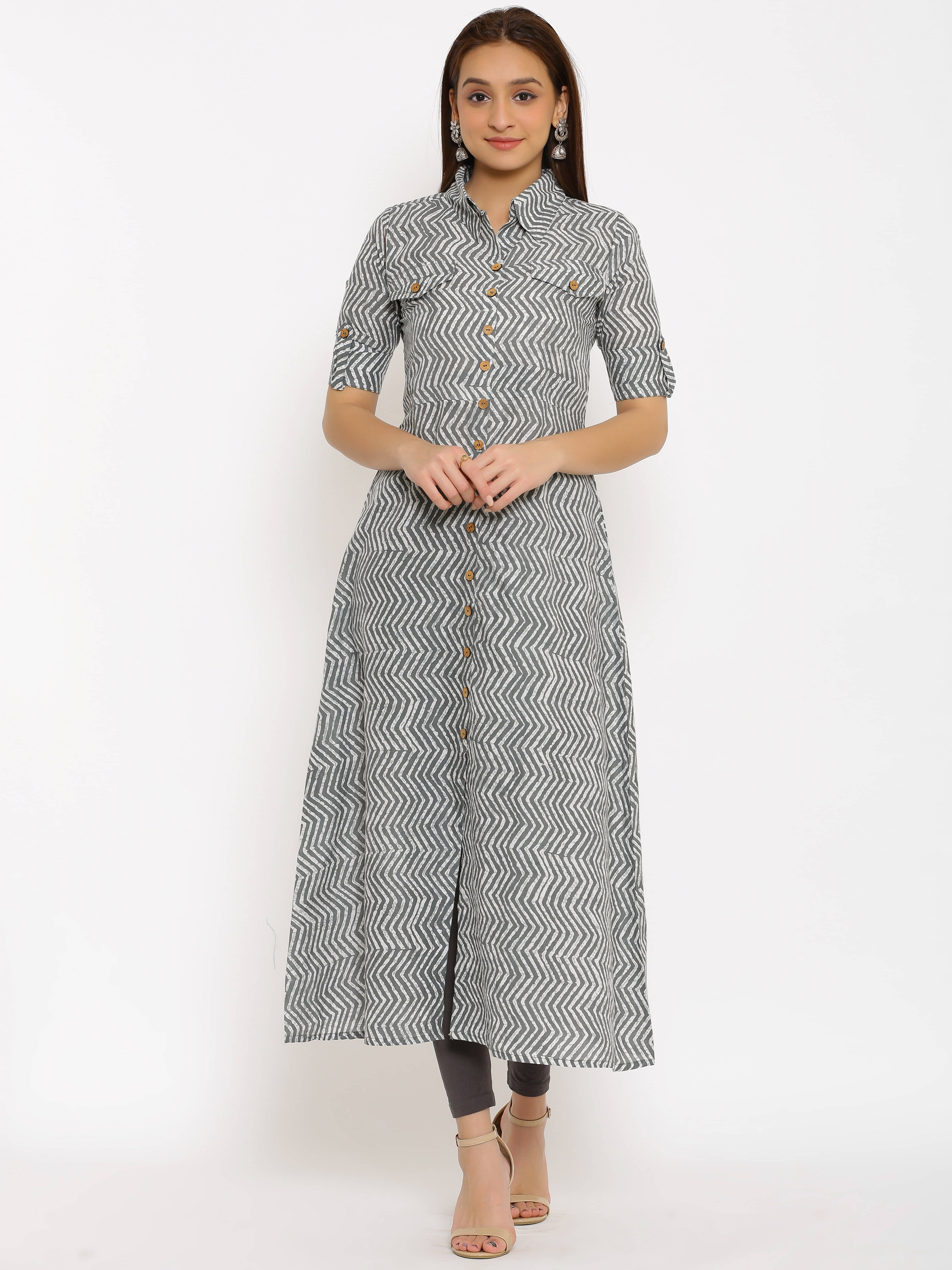 FabbibaPrints - Brown Cotton Blend Women's Front Slit Kurti ( Pack of 1 ) - Kurtis, Tunics | Buy online on ZillyBuy