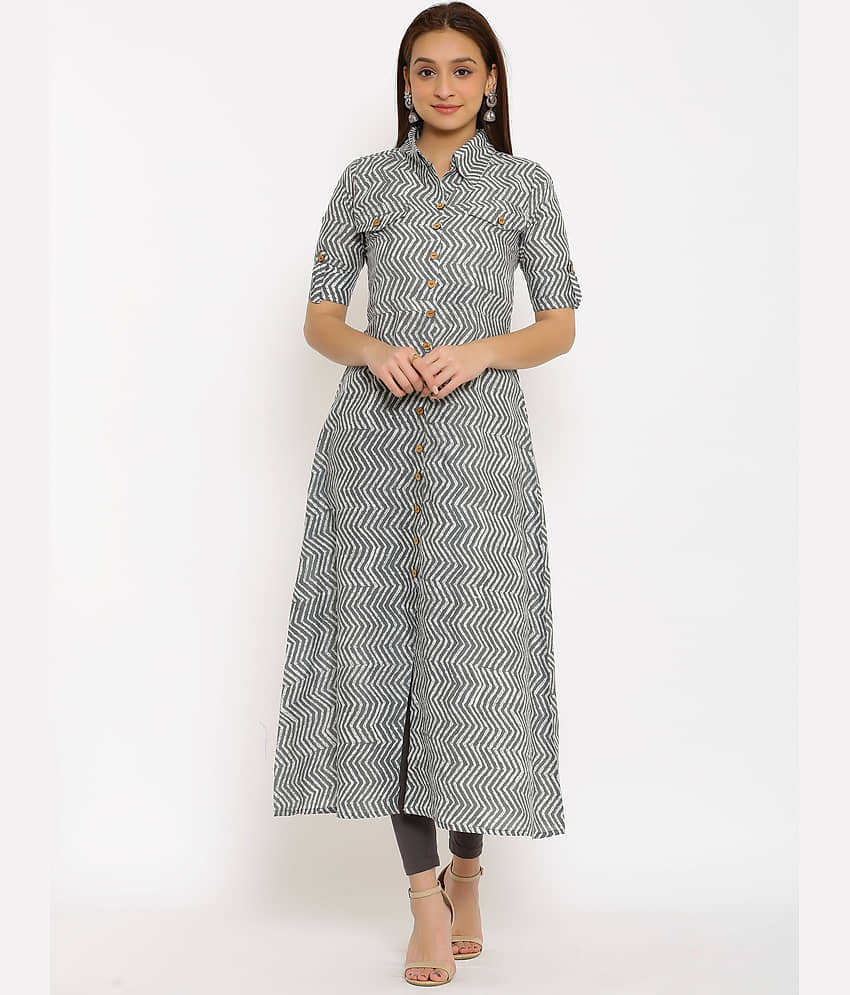 FabbibaPrints - Brown Cotton Blend Women's Front Slit Kurti ( Pack of 1 ) - Kurtis, Tunics | Buy online on ZillyBuy