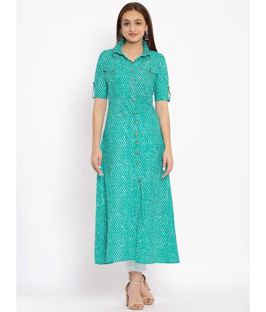 FabbibaPrints - Green Cotton Women's Flared Kurti ( ) - Kurtis, Tunics | Buy online on ZillyBuy