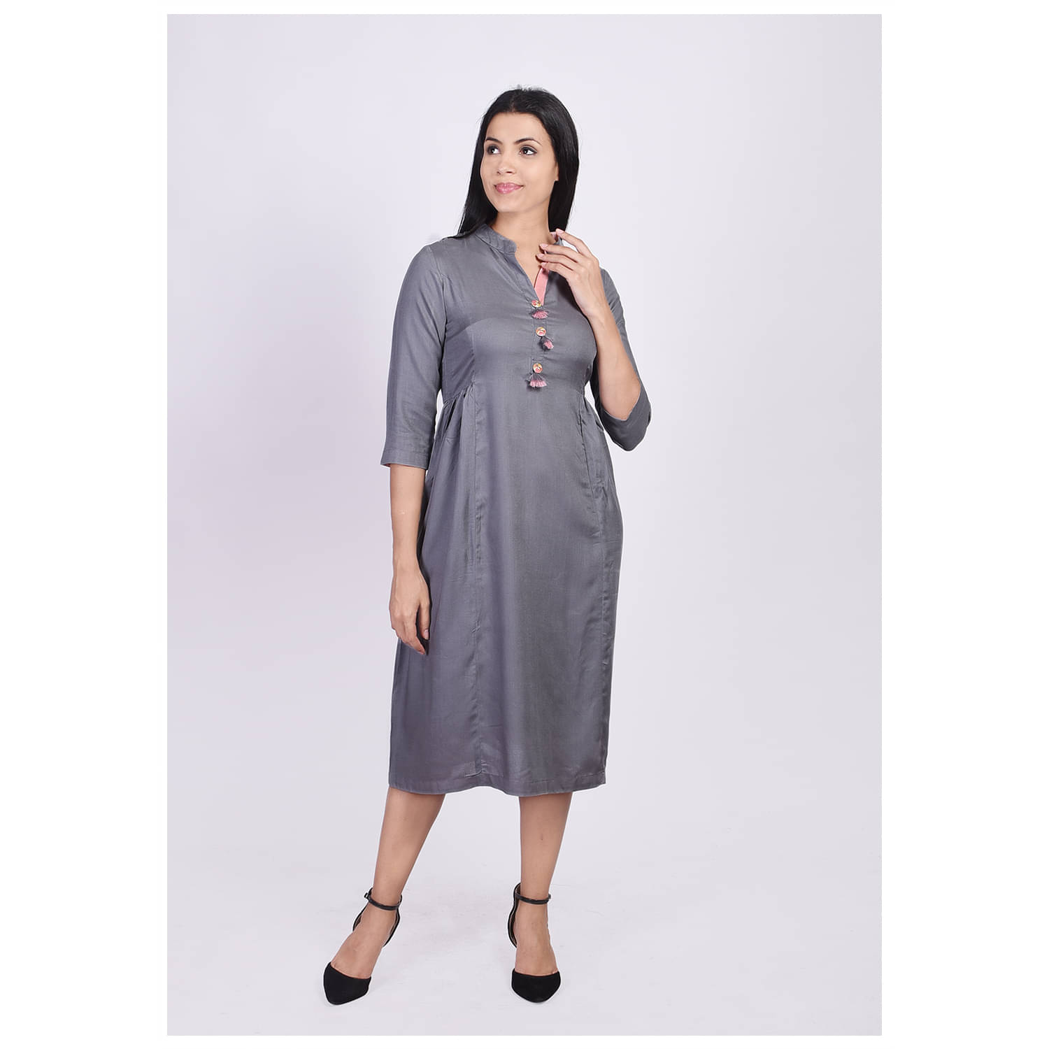 FabbibaPrints - Grey Rayon Women's Flared Kurti FabbibaPrints - Grey Rayon Women's Flared Kurti