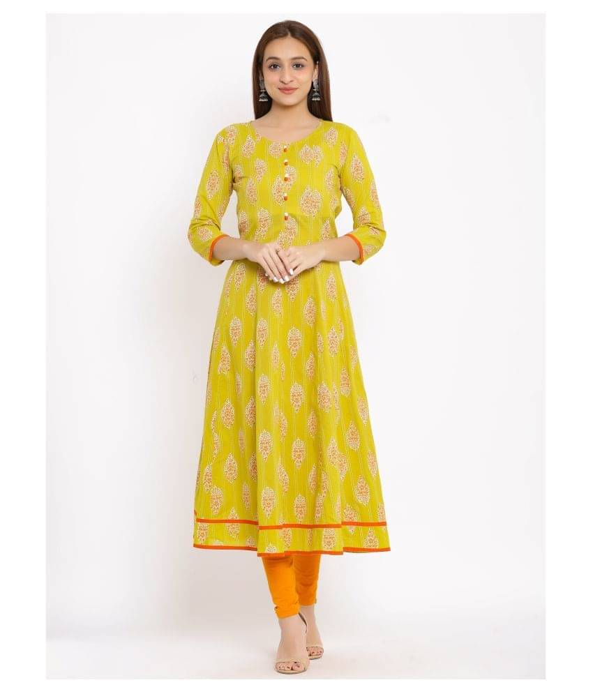 FabbibaPrints - Multicolor Cotton Women's Flared Kurti ( Pack of 1 ) FabbibaPrints - Multicolor Cotton Women's Flared Kurti ( Pack of 1 )