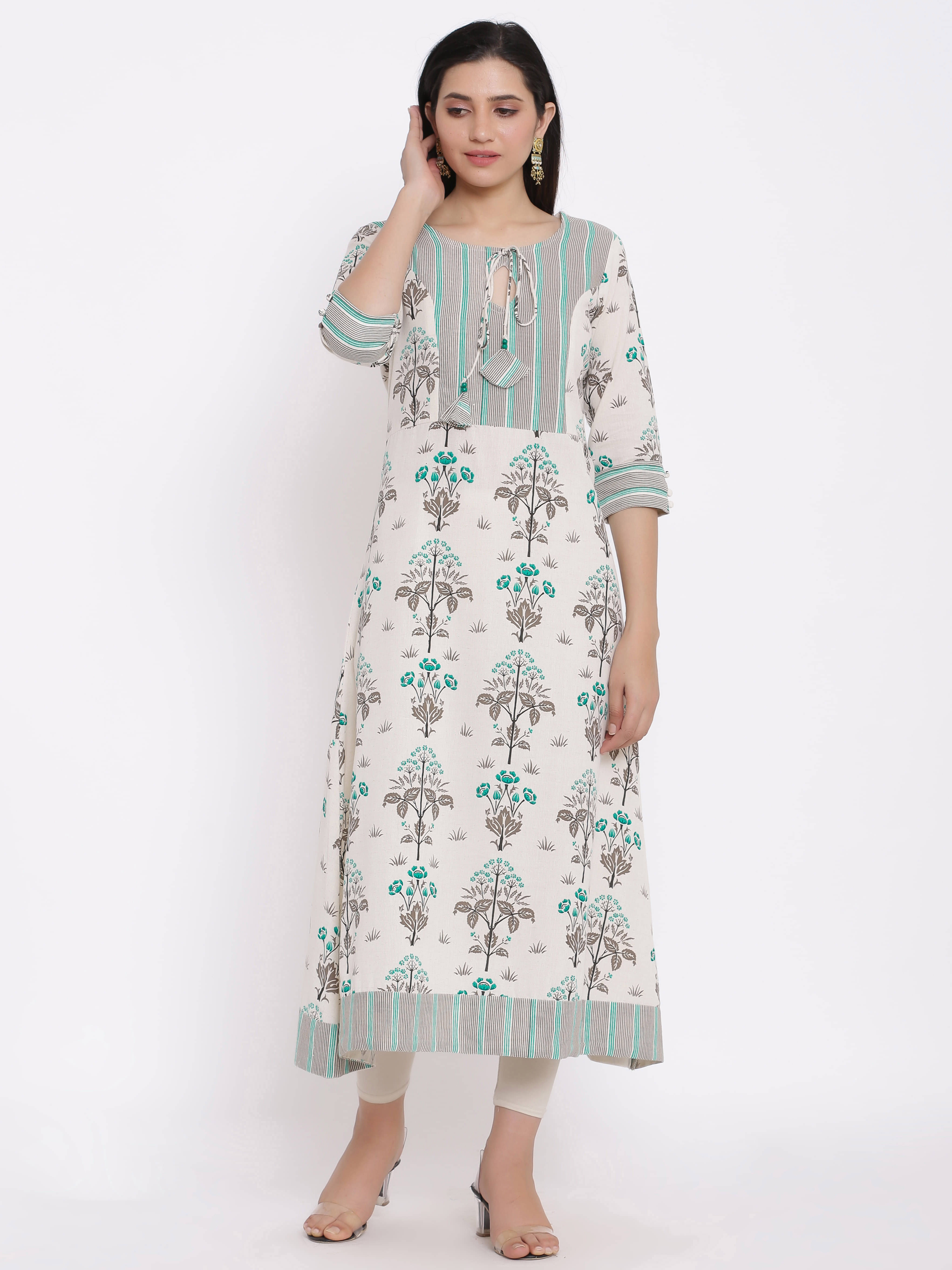 FabbibaPrints - Multicolor Cotton Women's Flared Kurti FabbibaPrints - Multicolor Cotton Women's Flared Kurti