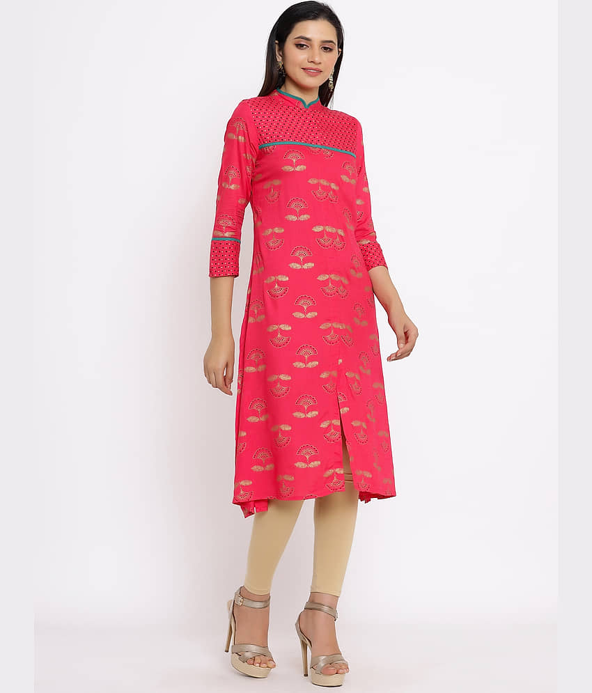 FabbibaPrints - Red Rayon Women's Front Slit Kurti - Kurtis, Tunics | Buy online on ZillyBuy