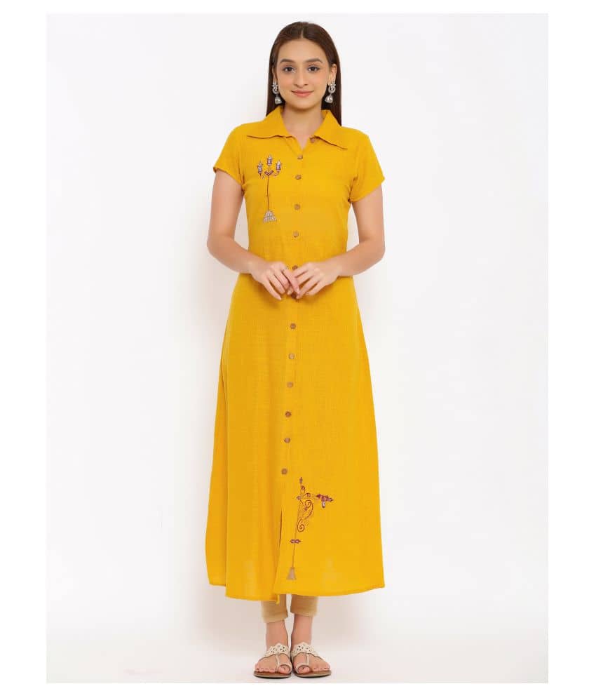 FabbibaPrints - Yellow Cotton Women's Flared Kurti ( ) - Kurtis, Tunics | Buy online on ZillyBuy