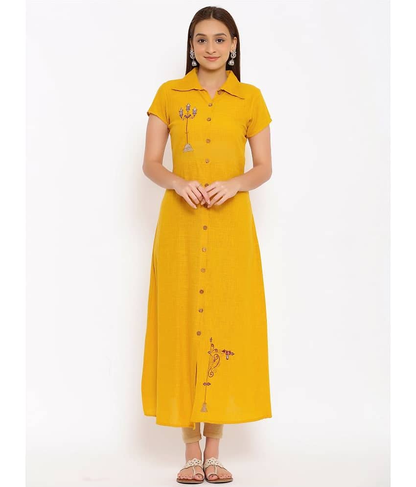FabbibaPrints - Yellow Cotton Women's Flared Kurti ( ) - Kurtis, Tunics | Buy online on ZillyBuy
