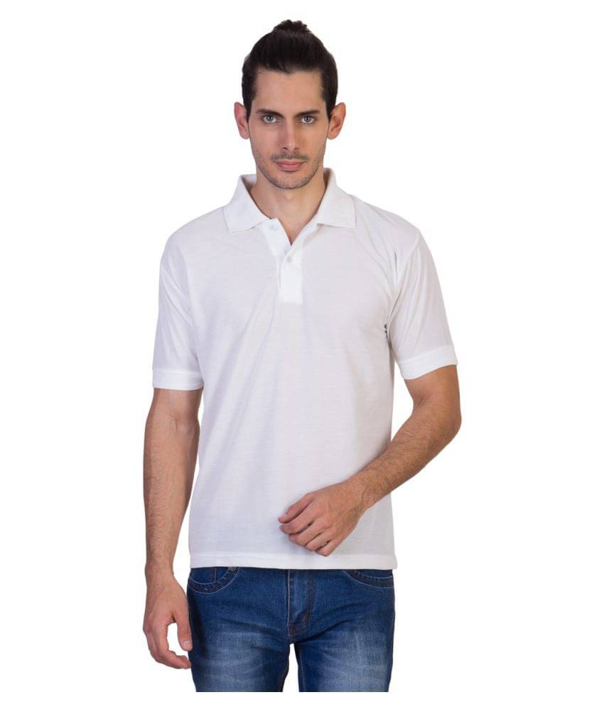 HVN Pack of 1 Cotton Blend Regular Fit Plain Men's Polo T Shirt ( White ) HVN Pack of 1 Cotton Blend Regular Fit Plain Men's Polo T Shirt ( White )