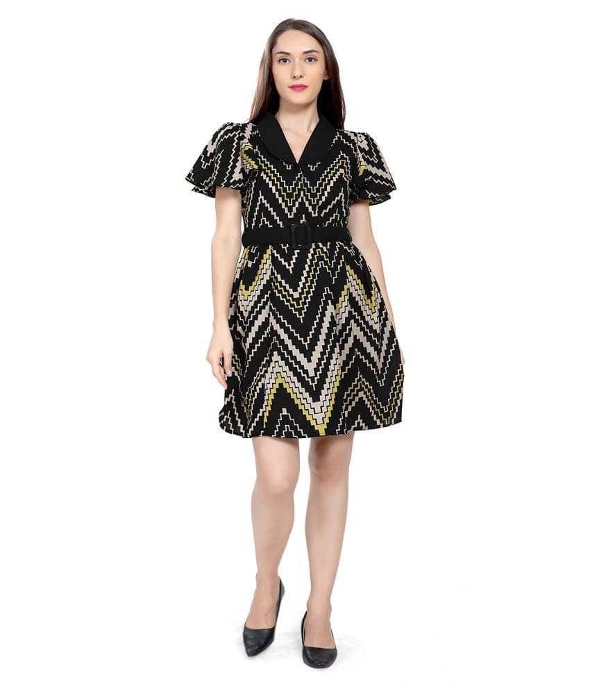 Zinnia Women Crepe Fit & Flare Dress ( Black ) Zinnia Women Crepe Fit & Flare Dress ( Black )