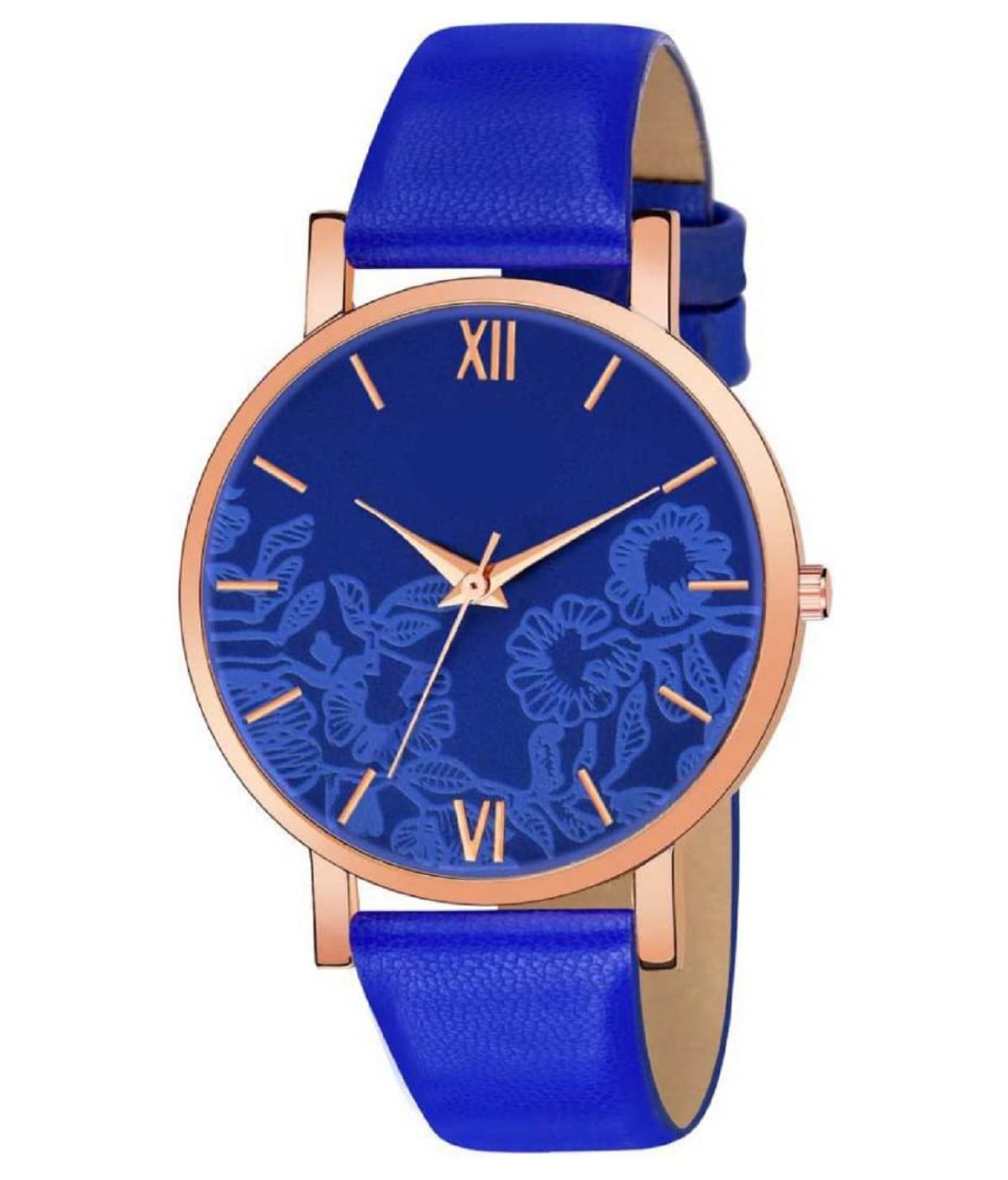     			newmen - Blue Leather Analog Womens Watch