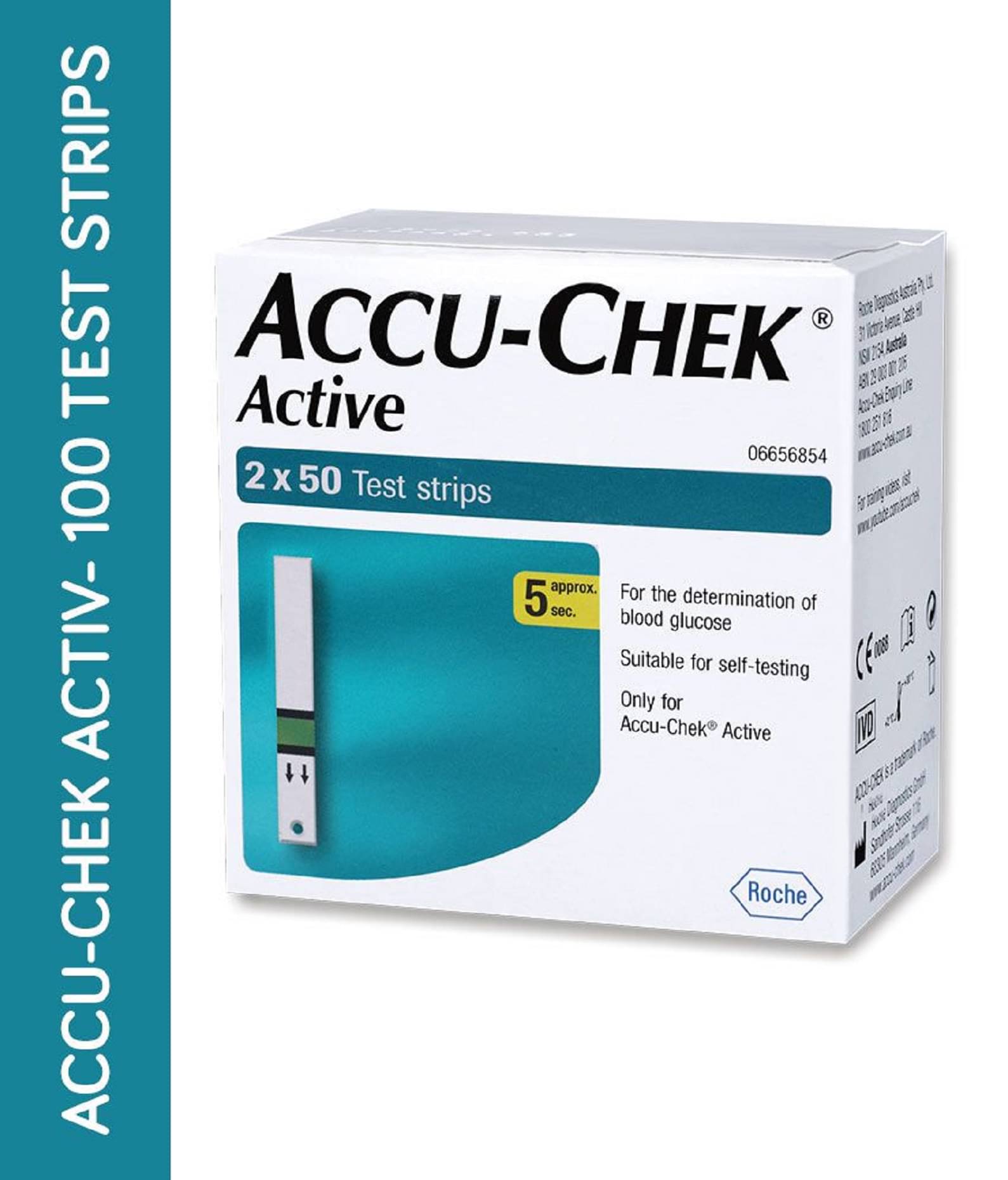     			Accu-Chek Active 100 Sugar Test Strips, (50X2) (Multicolor)