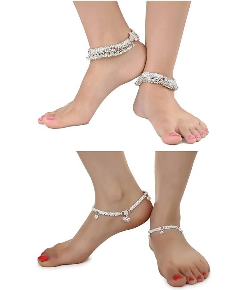 AanyaCentric - Silver Anklets ( Pack of 4 ) - Anklets | Buy online on ZillyBuy