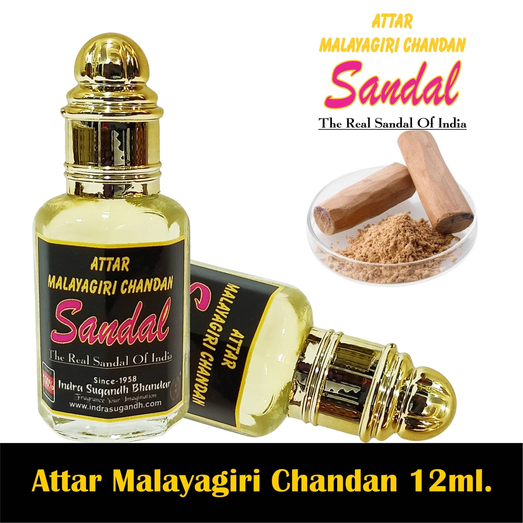     			INDRA SUGANDH BHANDAR - Real and Classic Malayagiri Chandan Attar For Men & Women 12ml Pack Of 1