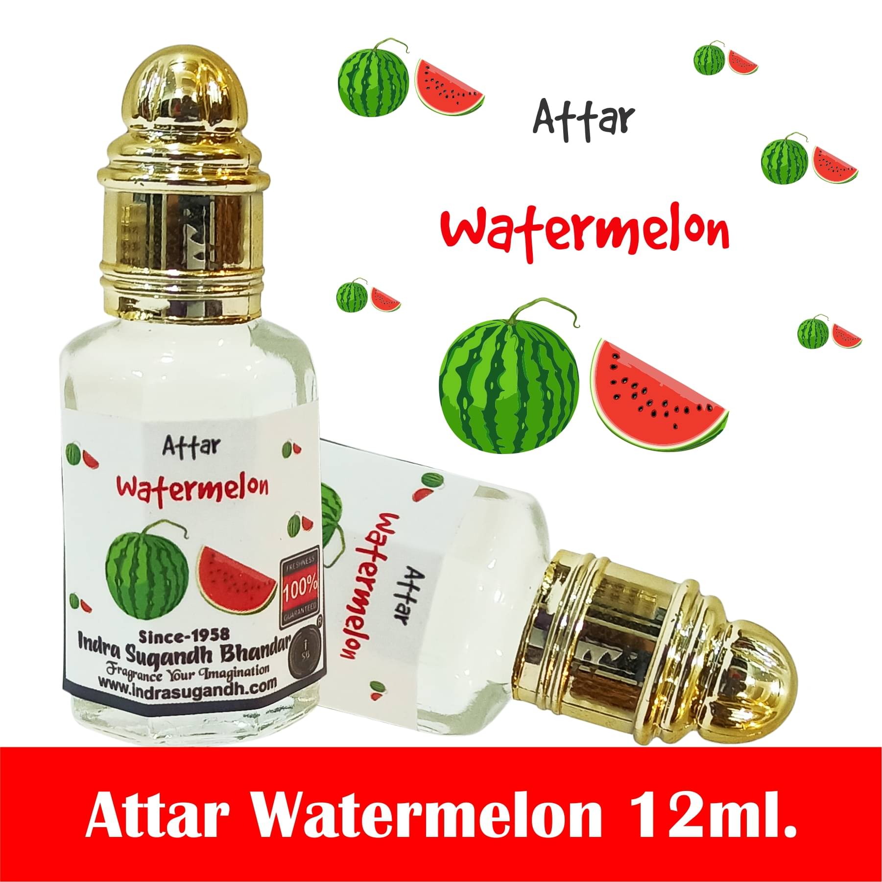     			INDRA SUGANDH BHANDAR - Fruity Collection - Watermelon Attar For Men & Women 12ml Pack Of 1