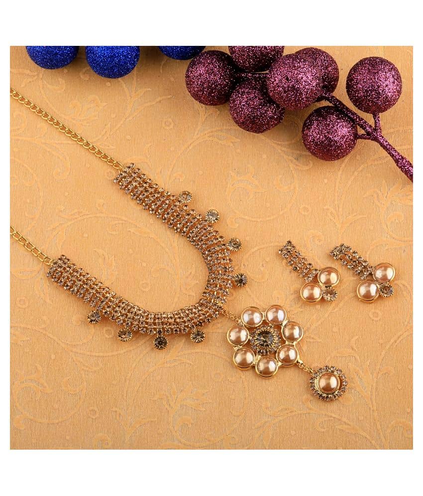 Silver Shine Alloy Golden Contemporary/Fashion Necklaces Set Long Haram