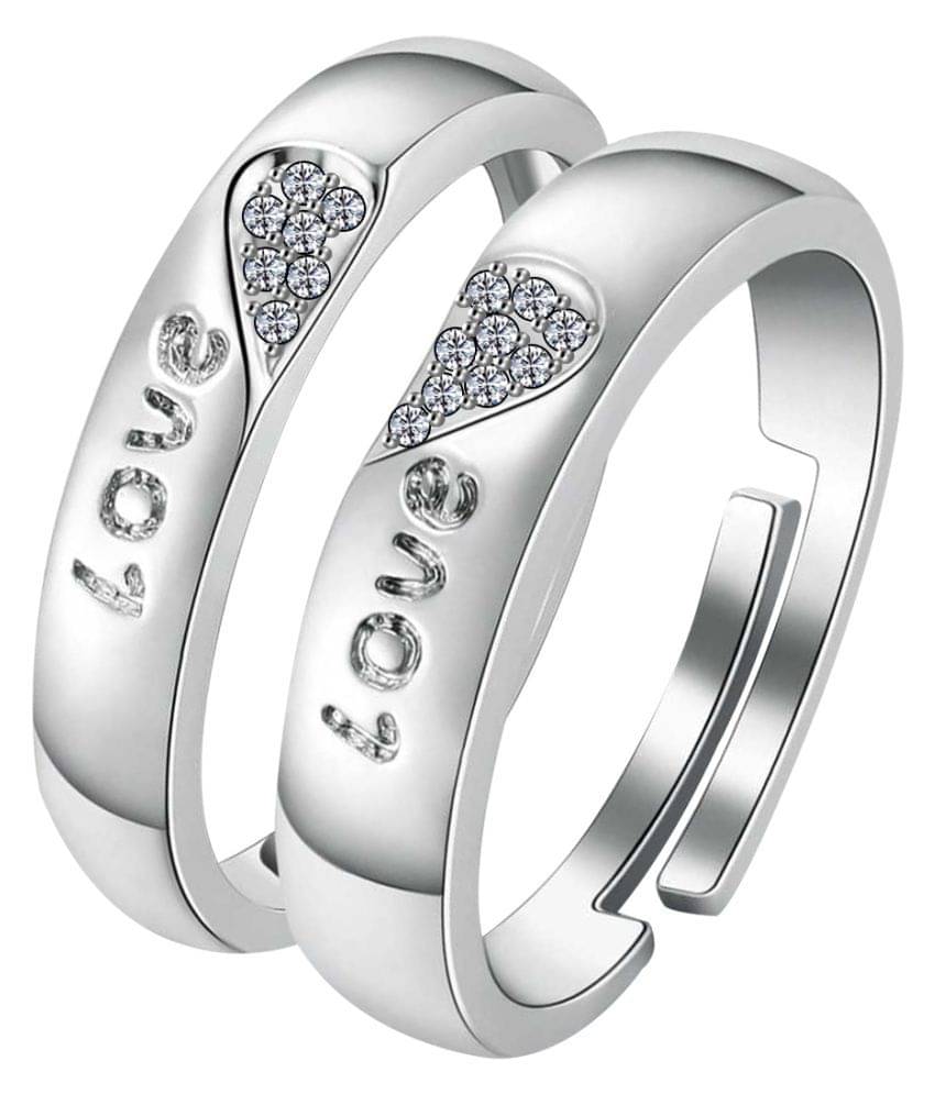 silver plated designed with shape of heart designer adjustable couple ring for men and women. silver plated designed with shape of heart designer adjustable couple ring for men and women.