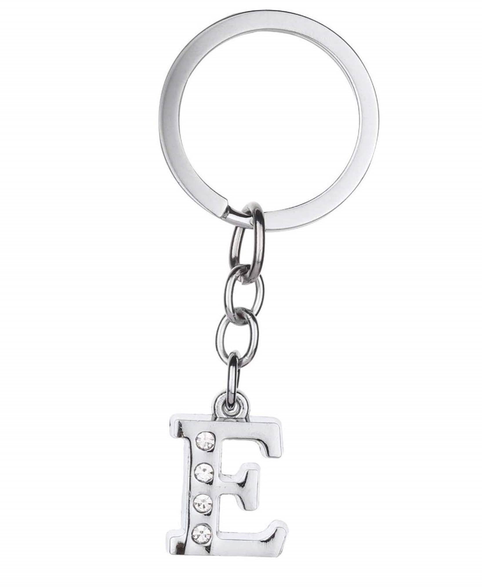 Alphabet E Chrome Metal Finish Keyring Key Chain  (Silver) - Jewellery Sets | Buy online on ZillyBuy