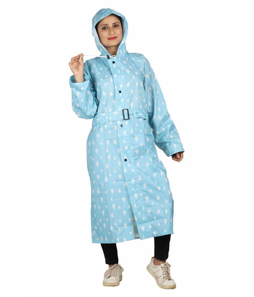 Goodluck Polyester Long Raincoat - Blue