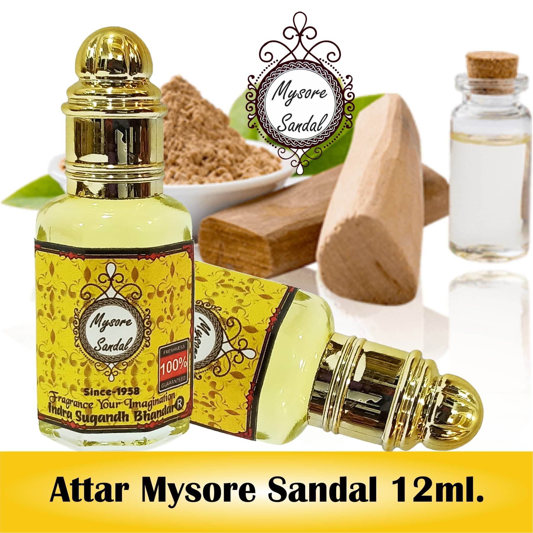 INDRA SUGANDH BHANDAR Attar For Men|Women Pure Mysore Sandal - Original Chandan Rich & Antique Long Lasting Fragrance 12ml Rollon Pack INDRA SUGANDH BHANDAR Attar For Men|Women Pure Mysore Sandal - Original Chandan Rich & Antique Long Lasting Fragrance 12ml Rollon Pack