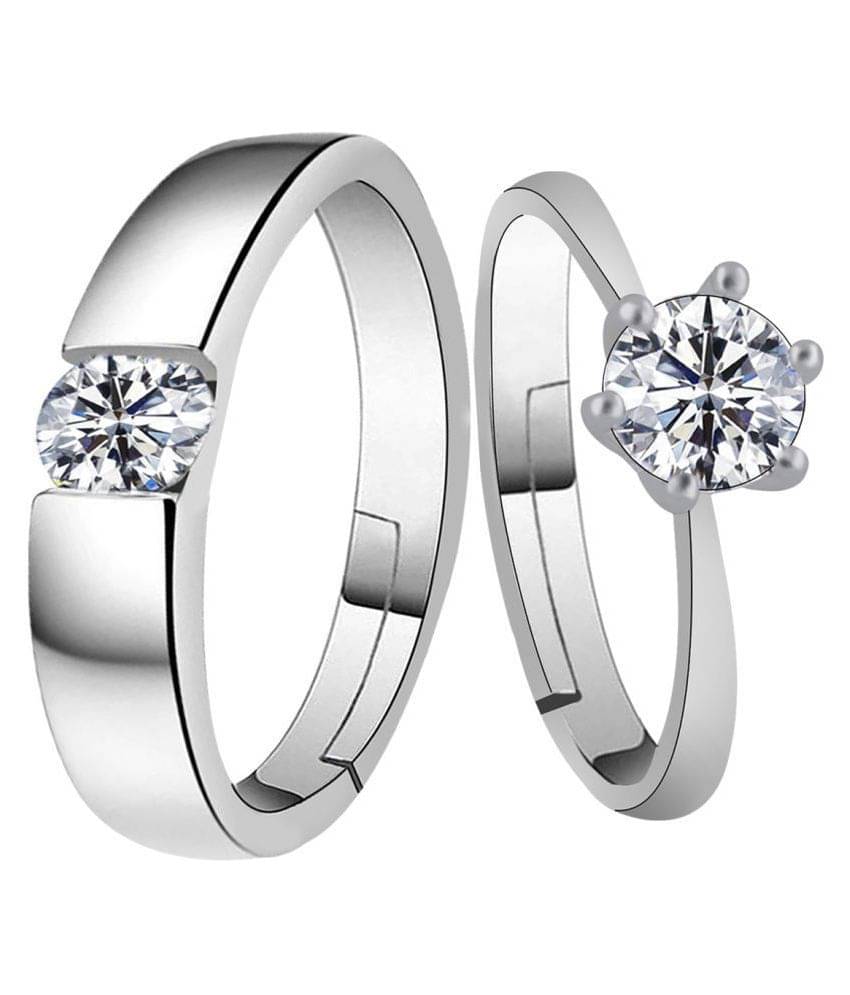 Paola Adjustable Couple Rings Set for lovers Silverplated Elegant LOVE Solitaire Diamond Valentine Gift Sets For Men And Women Jewellery Paola Adjustable Couple Rings Set for lovers Silverplated Elegant LOVE Solitaire Diamond Valentine Gift Sets For Men And Women Jewellery