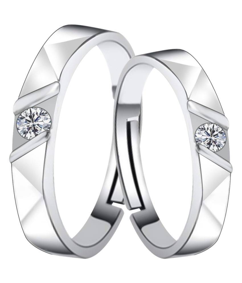    			Paola Adjustable Couple Rings Set for lovers Silverplated Fashionista Solitaire  Valentine Gift Sets  For Men And Women Jewellery
