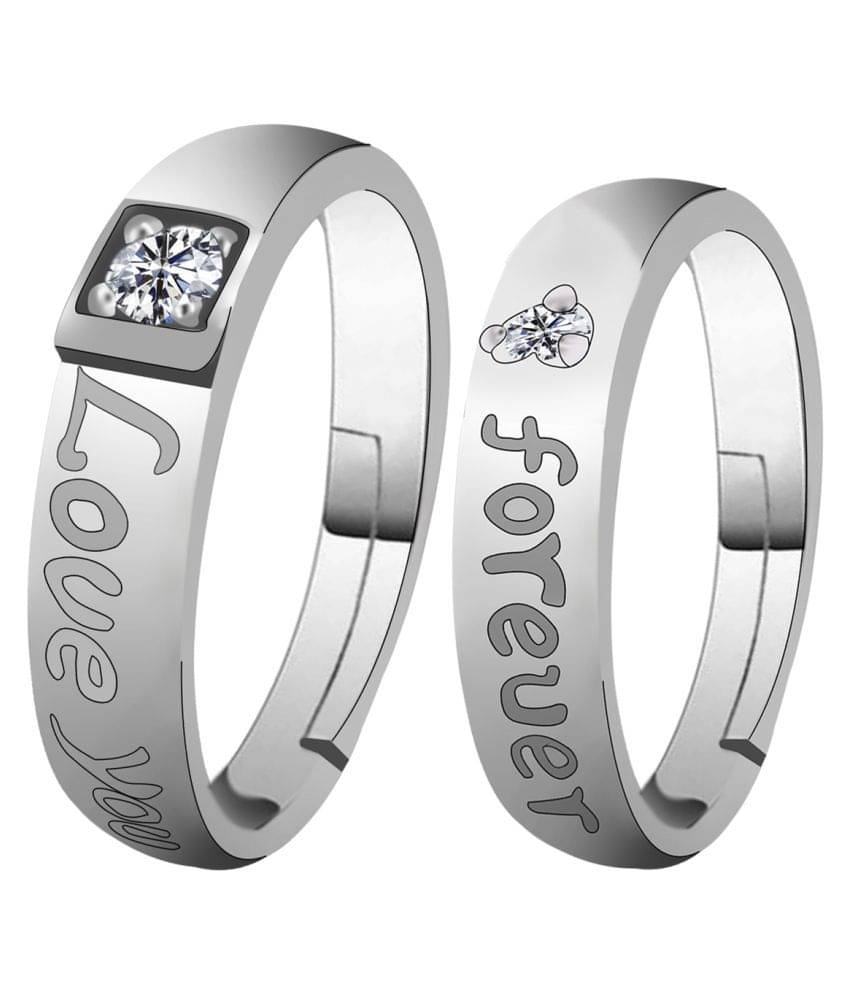 Paola Adjustable Couple Rings Set for lovers Silverplated Elegant LOVE Solitaire Diamond couple ring For Men And Women Jewellery Paola Adjustable Couple Rings Set for lovers Silverplated Elegant LOVE Solitaire Diamond couple ring For Men And Women Jewellery
