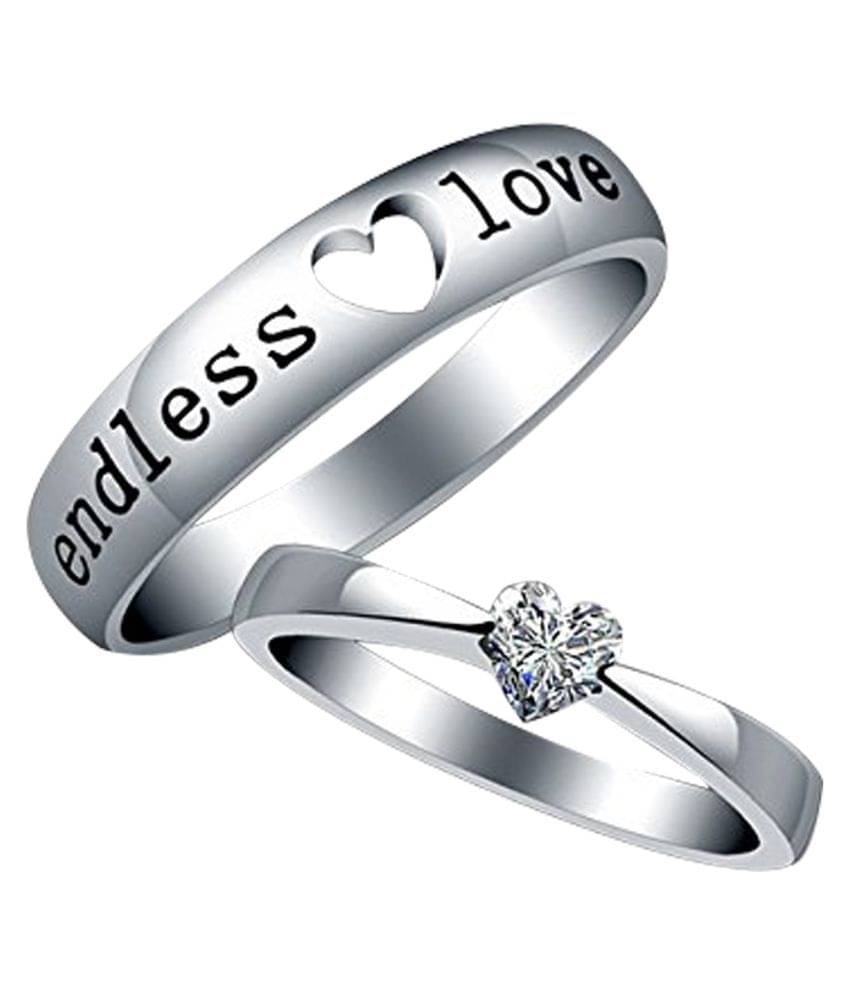 Paola Adjustable Couple Rings Set for lovers Silver Plated Solitaire 'Endless Love' Heart Couple ring for Men and Women 2 pieces Paola Adjustable Couple Rings Set for lovers Silver Plated Solitaire 'Endless Love' Heart Couple ring for Men and Women 2 pieces
