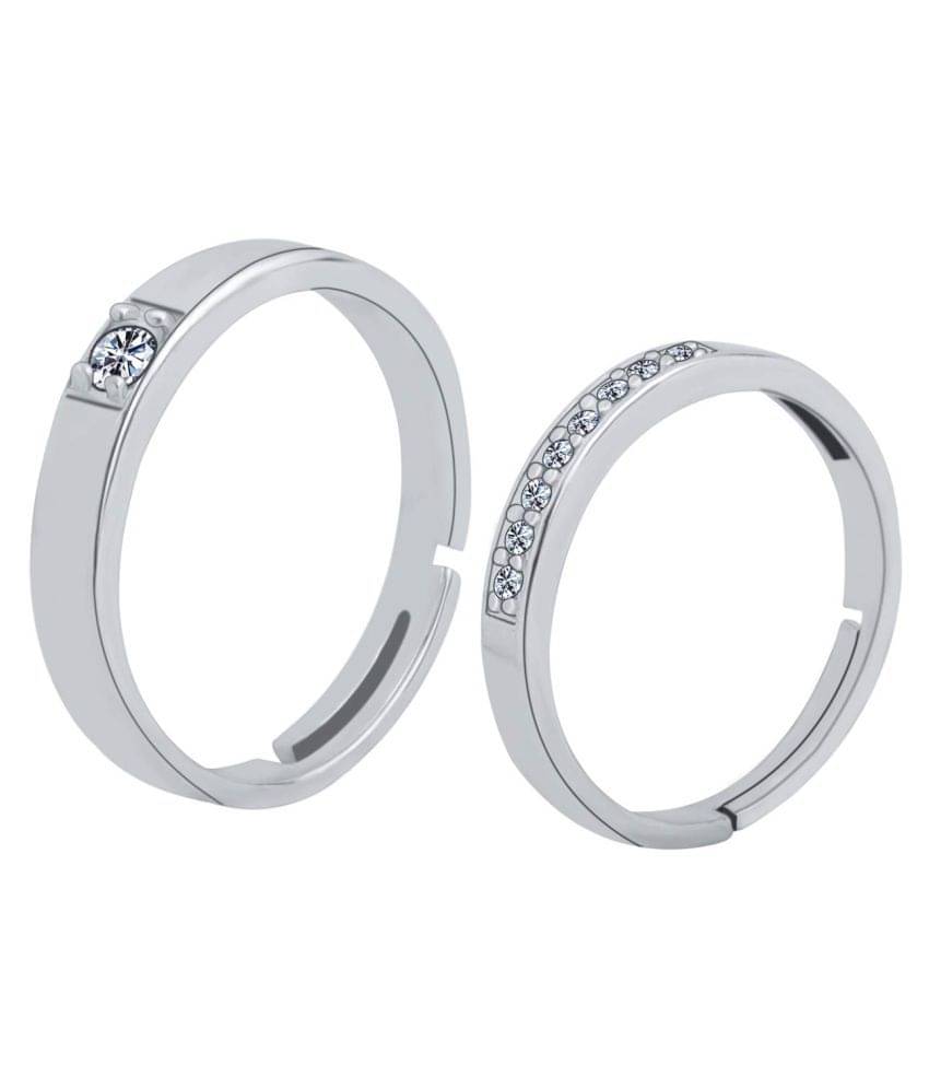 Paola Adjustable Couple Rings Set for lovers Silver Plated classic Solitaire Couple ring for Men and Women 2 pieces Paola Adjustable Couple Rings Set for lovers Silver Plated classic Solitaire Couple ring for Men and Women 2 pieces