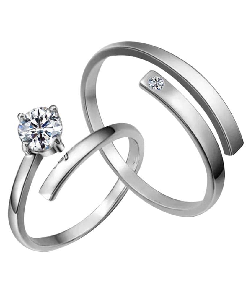     			Paola  Adjustable Couple Rings Set for lovers Silver plated Amazing Solitaire His and Her couple ring For Men And Women Jewellery
