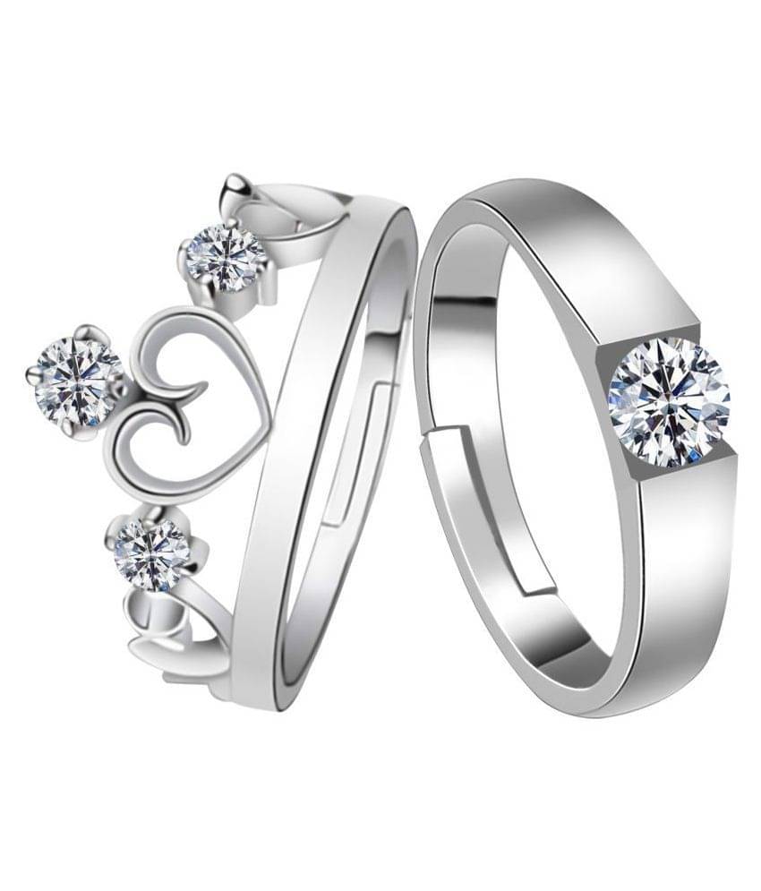     			Paola Adjustable Couple Rings Set for lovers Silverplated Gorgeous  Valentine Gift Sets  For Men And Women Jewellery
