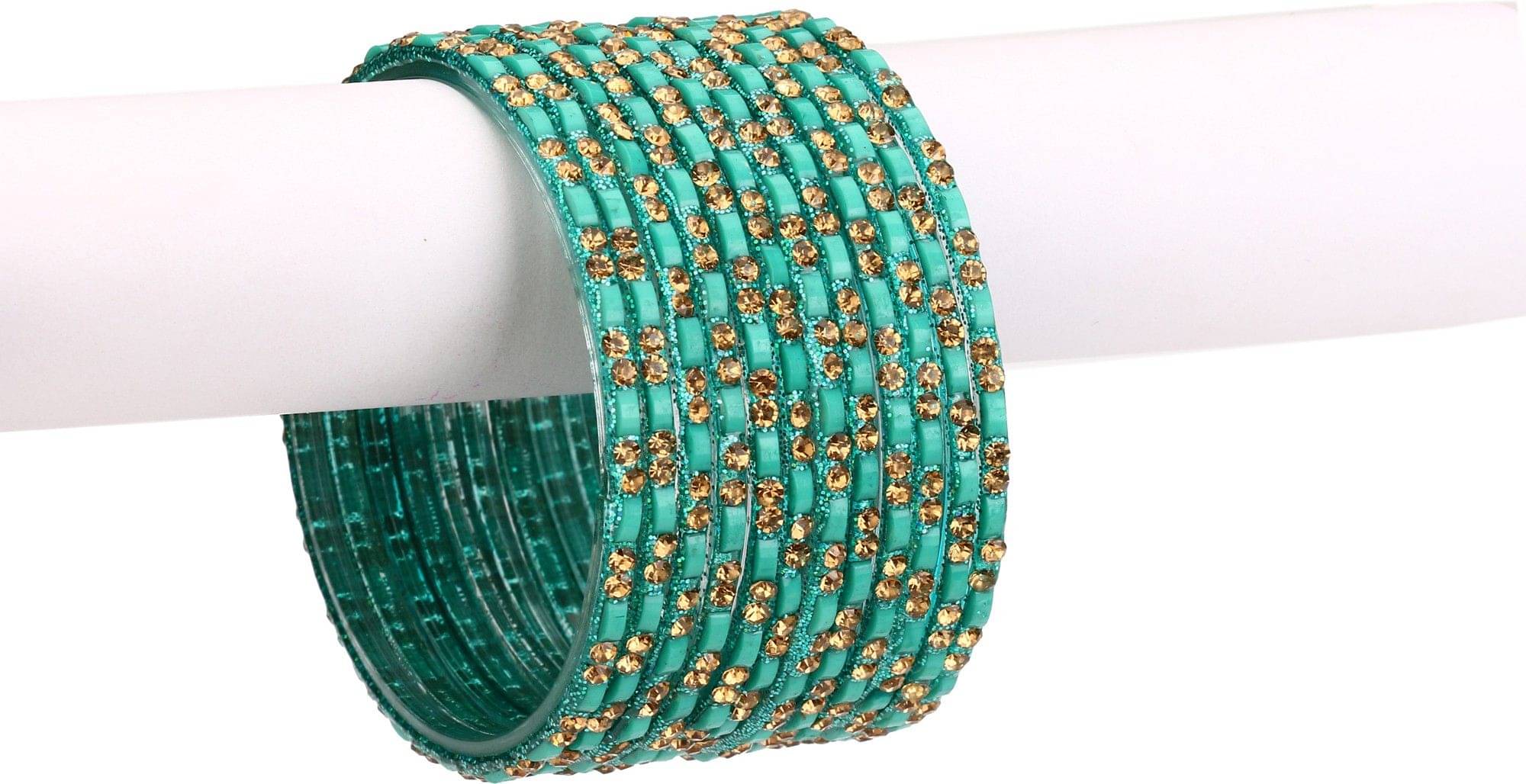 Somil Firozi 12 Bangle Set Decorative With Colorful Beads & Stone With Safety Box-DQ_2.4 Somil Firozi 12 Bangle Set Decorative With Colorful Beads & Stone With Safety Box-DQ_2.4